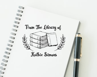 PERSONALIZED STAMP, LIBRARY of Stamp, Custom Library Stamp, Book Stamp, Custom Book Stamp, Bookplate Stamp, Library Stamp, Book Lover Gift