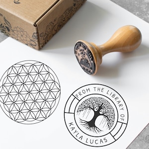 Flower of life stamp, Wooden Rubber Stamp, World Tree Rubber Stamp,  Ancient Symbol Stamp, Self Inking Stamp, Custom Wooden Stamp