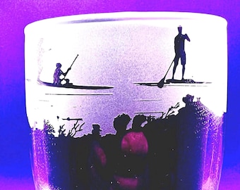 Hand Engraved Paddle Board Pint Glass, Home Bar gift