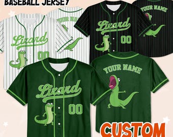 Custom Hoppers Tom Lizard Baseball Jersey, Tom the Green Lizard Baseball Jersey, Custom Tom Lizard Shirt, Tom Lizard Fan Gift