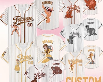 Maillot de baseball personnalisé Disney Tarzan, personnages du film Tarzan personnalisés, maillot Disney Princess Jane Porter, chemise Disney Tarzan Prince