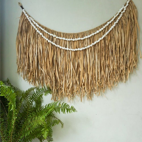 Bali Art Seagrass Natural Wall Hanging Extra Large Fringe Etsy