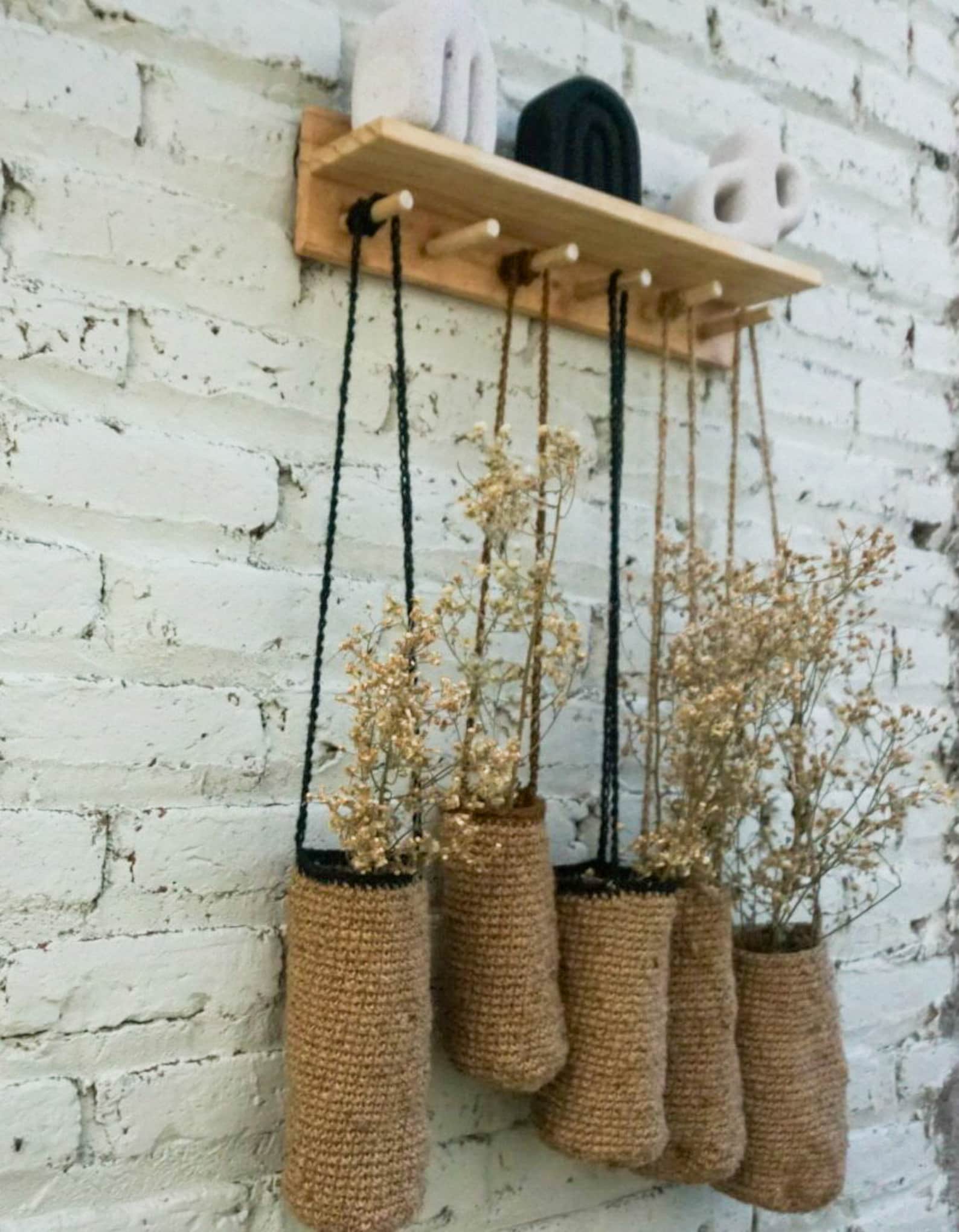 Jute Crochet Hanging Basket for Fall Hanging Basket for Etsy