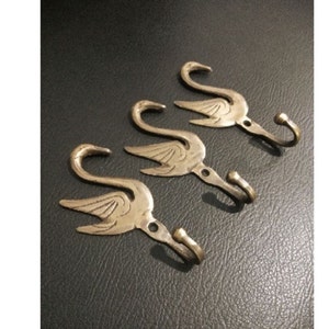 4 inches swan shape brass hook | 3 pieces solid brass hook | Set of 3 vintage look brass hook