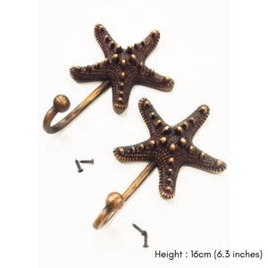 6.3 inches pairs starfish shape hook | solid brass hook | brass hook vintage look