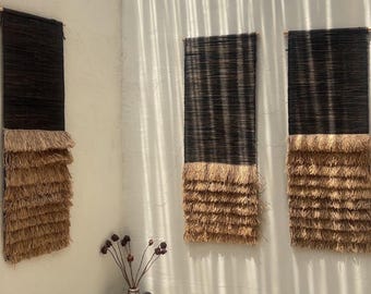 Black Modern Mediterranean raffia art