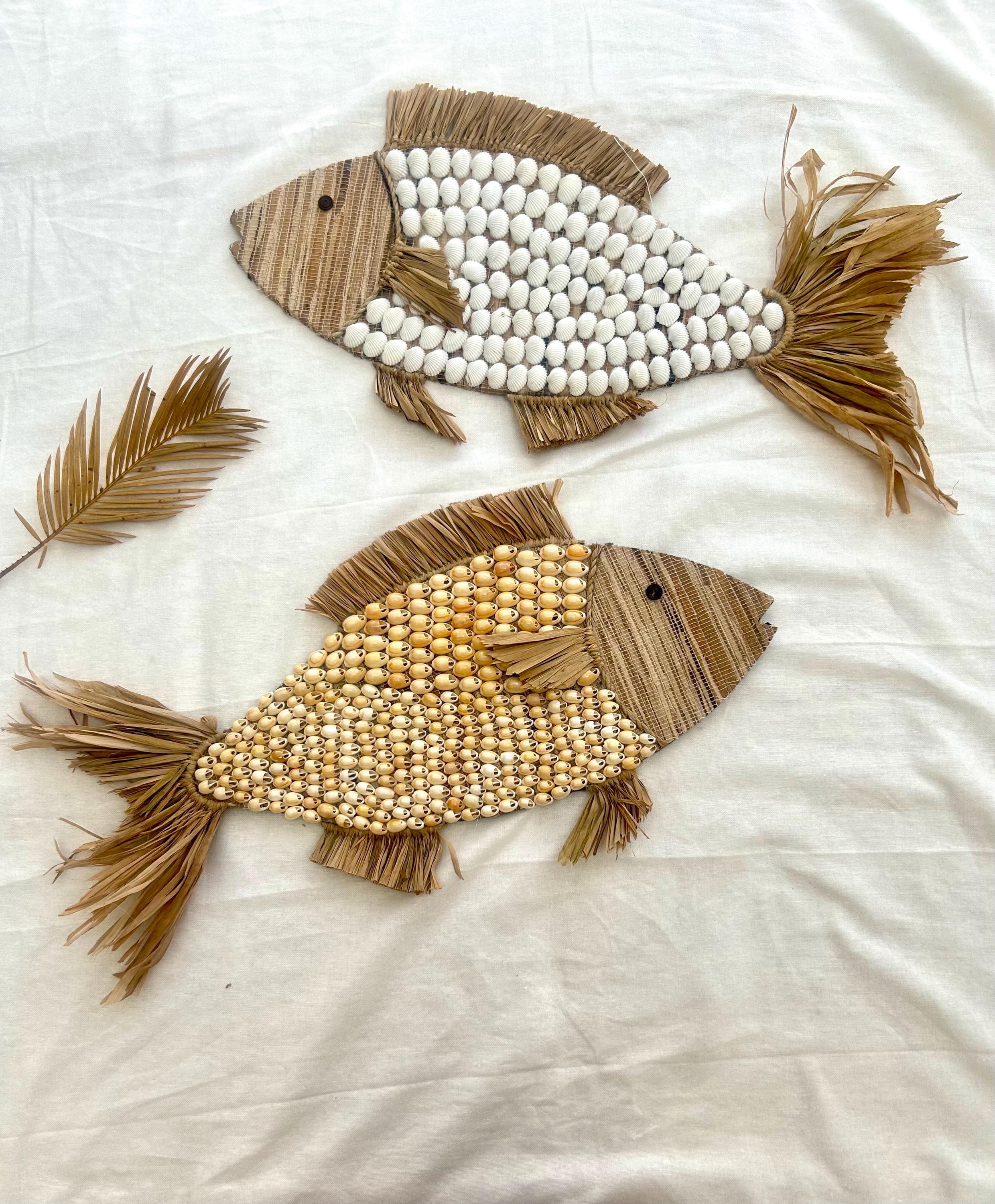 Fish-shaped Boho Nursery Wall Decor: Sea Shell Coastal Art - Etsy