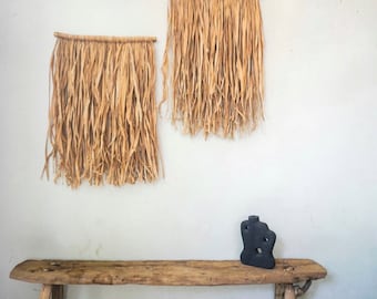 Wabi Sabi Raffia Wall Hanging | Mediterranean Decor, Rustic Farmhouse Art