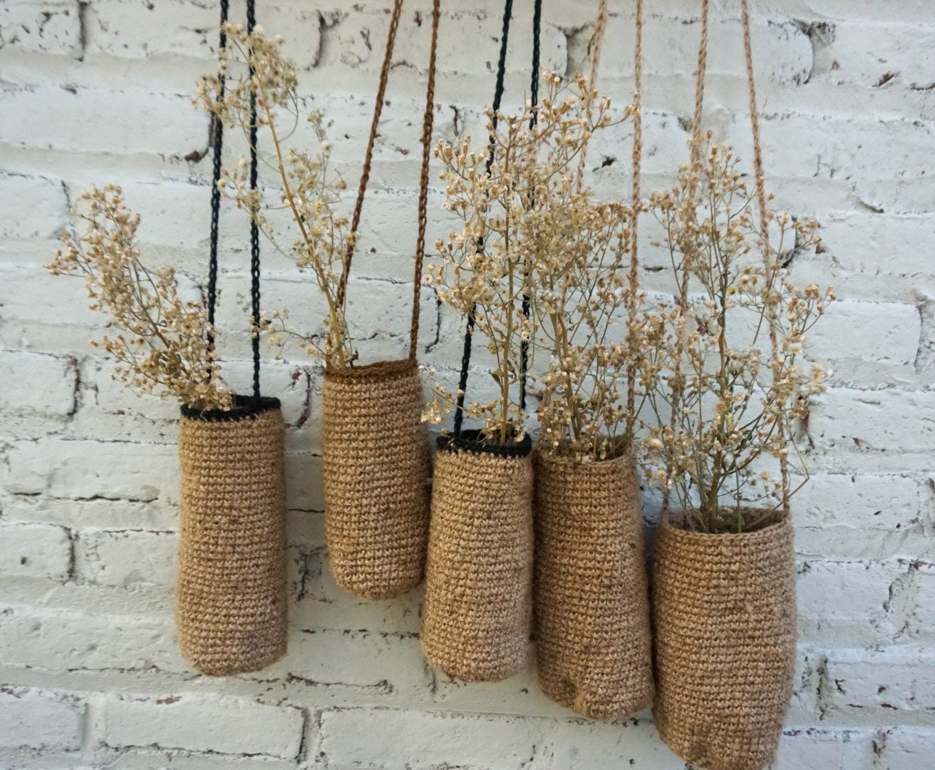 Jute Crochet Hanging Basket for Fall Hanging Basket for Etsy