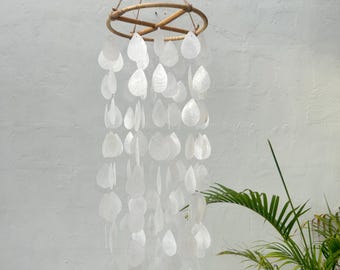 Large White Water Drop capiz shells wind chime