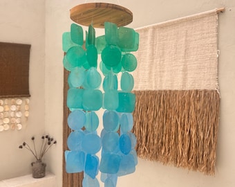 Large Ocean View Capiz Shell Wind Chime – Handmade Coastal Boho Decor