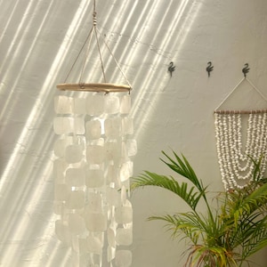 Large White Square capiz shells wind chime