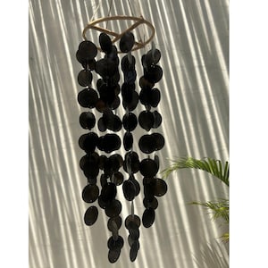Large Black Round capiz shells wind chime