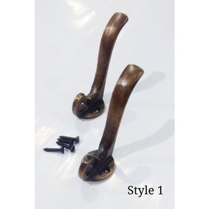 a pair classic vintage look brass | coat and hat hook solid brass