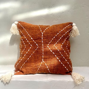 Stile 1 Fodera per cuscino color arancione bruciato naturale tinta a mano / Fodera per cuscino minimalista Boho / Fodera per cuscino moderna da fattoria