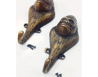 4.7 inches pairs Gorilla solid brass | hook vintage look brass | Coats vintage hook