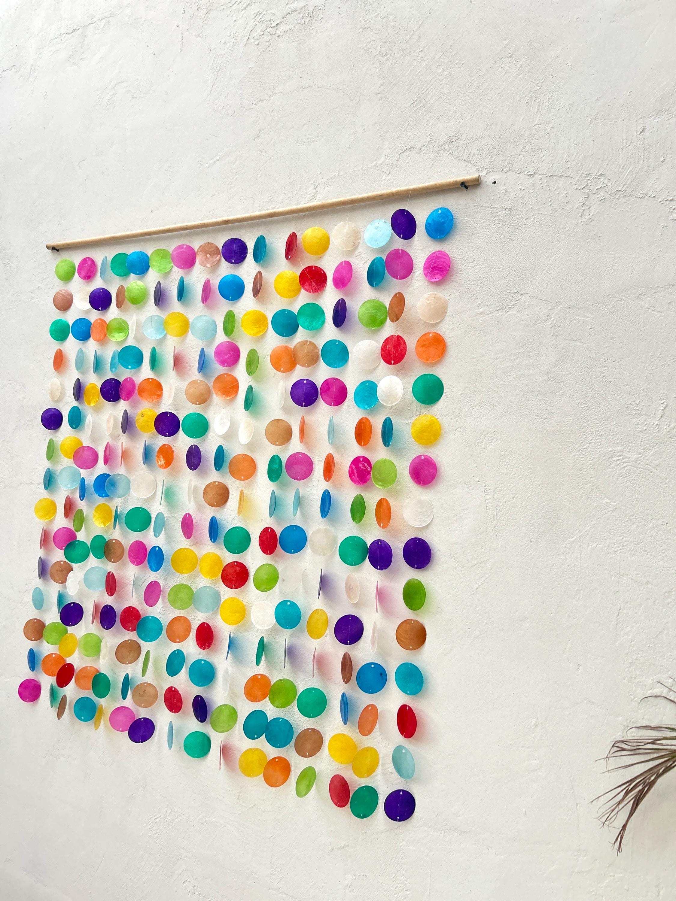 Colorful Rainbow Capiz Shell Wall Hanging | Beach House Blue Shell Wall ...