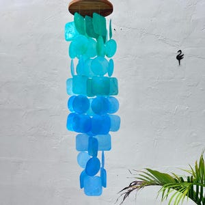 Small Ocean View Capiz Shell Wind Chime – Handmade Coastal Boho Decor
