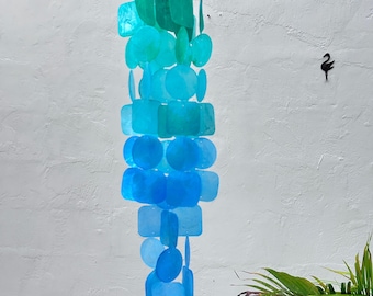 Small Ocean View Capiz Shell Wind Chime – Handmade Coastal Boho Decor