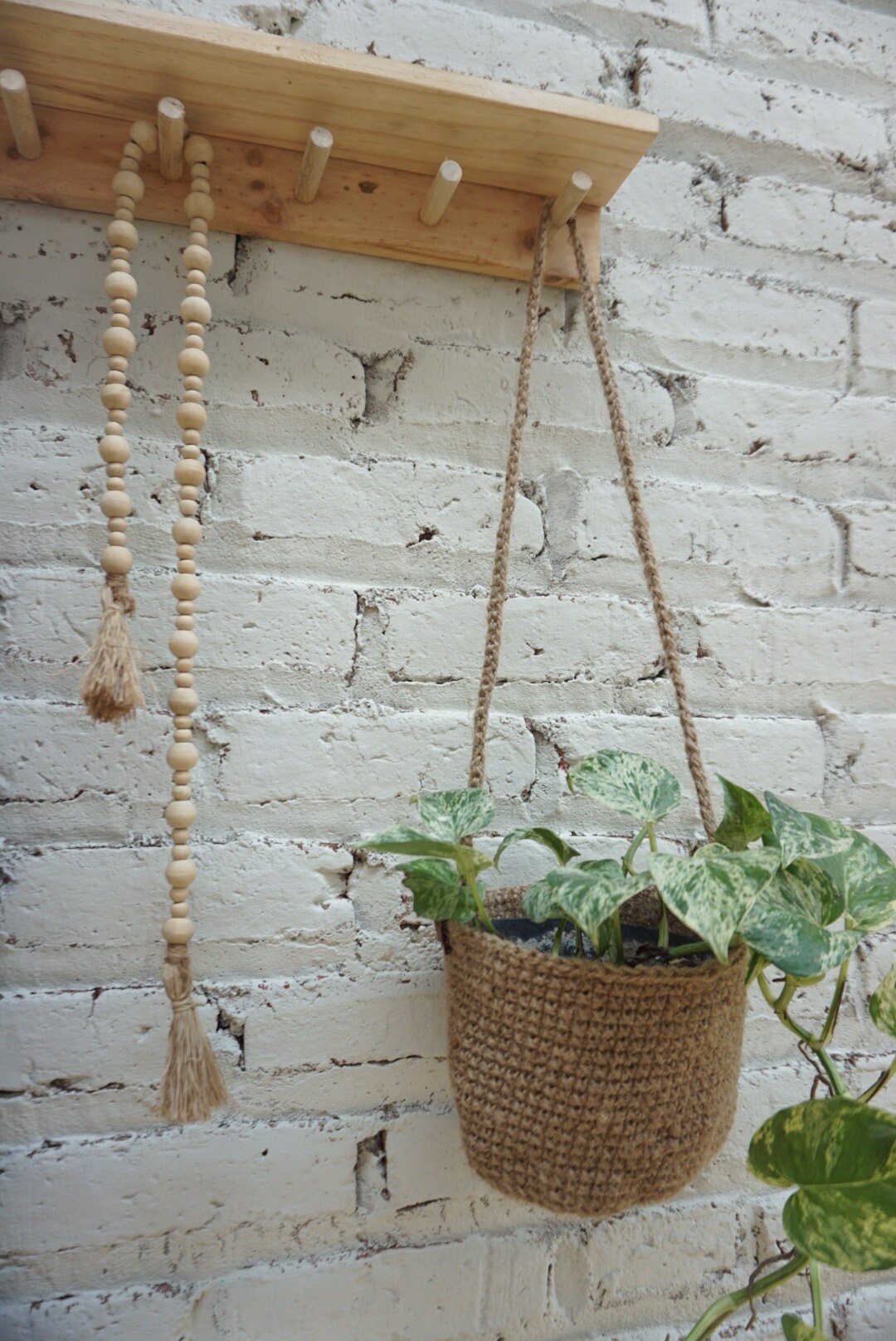 Jute Crochet Hanging Planter Jute Hanging Plant Basket Etsy