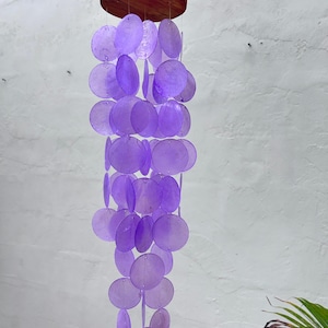 Small Purple Capiz Shell Wind Chime – Handmade Coastal Boho Decor
