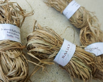 Fibra de rafia natural (50 g) / Material versátil para manualidades