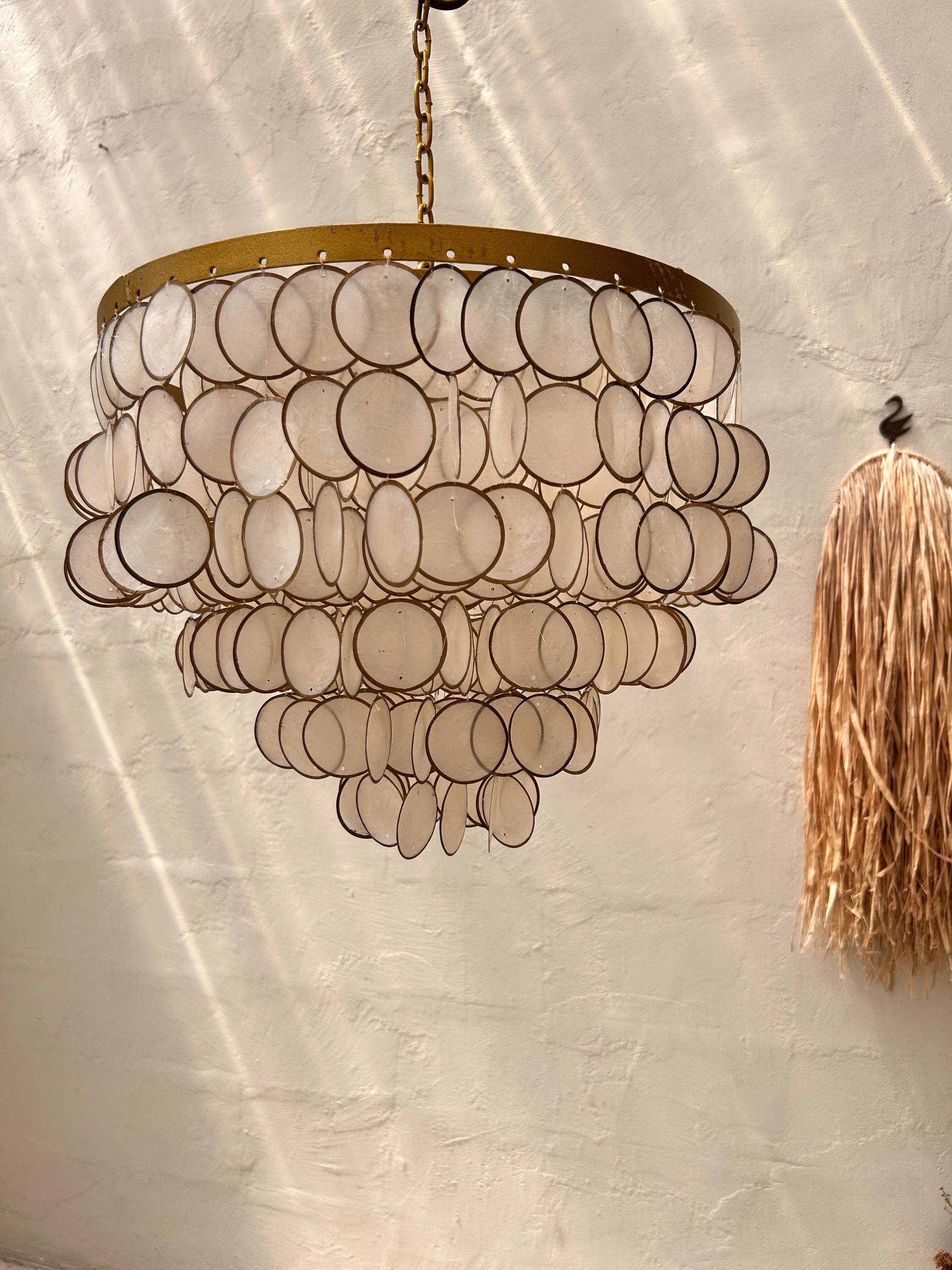 Vintage capiz shell chandelier - Etsy 日本