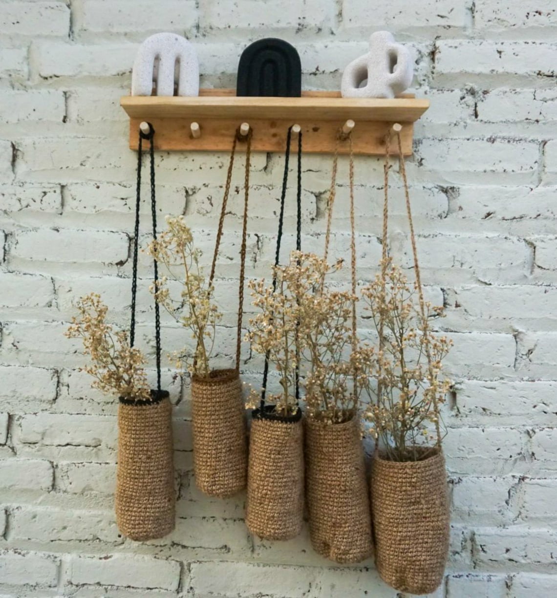 Jute Crochet Hanging Basket for Fall Hanging Basket for Etsy