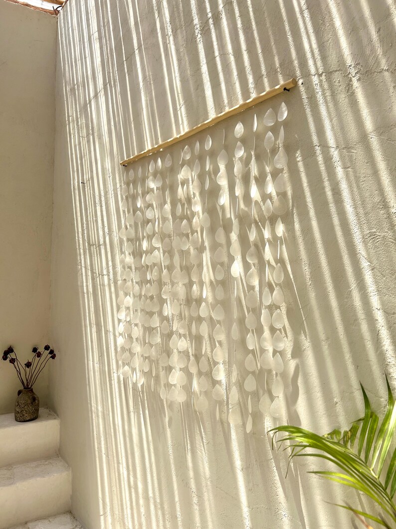 White Capiz Water Drop Shell Wall Hanging | Beach House Boho Decor - Etsy