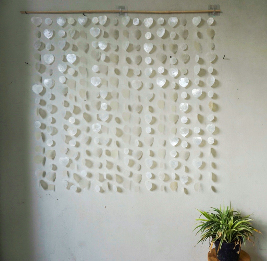 White Love Shape Capiz Shell Wall Hanging | Beach Boho Decor - Etsy