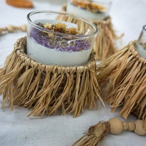 Boho Crochet candle holder | szydełkowany świecznik | szydełkowany koszyczek z rafii na świecę | dekoracja świecy w stylu rustykalnym | prezent świąteczny
