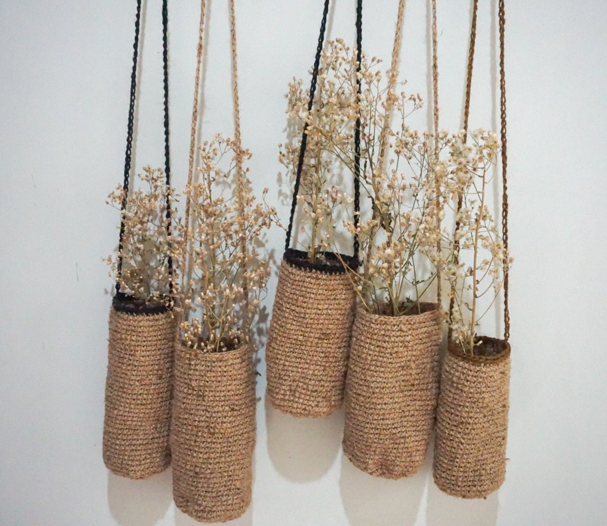 Jute Crochet Hanging Basket for Fall Hanging Basket for Etsy