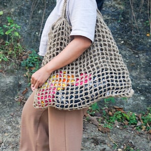 Jute tote Net Bag | Jute large beach bag | Jute Market bag | Jute shopping bag | Jute market bag | jute net beach bag