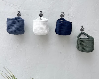 Handmade Woven Wall Basket, Boho Kitchen Storage Organizer
