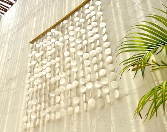 White Capiz Shell Wall Hanging | Beach House Decor | Coastal Statement Art