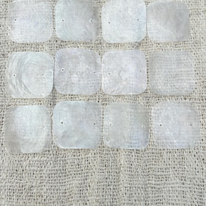 Square Capiz Shell Pendants with Two Holes. Natural Windowpane Shells for Chandelier, 2 Inch