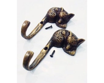 3.7 inches pairs slepping fox solid brass hook vintage look