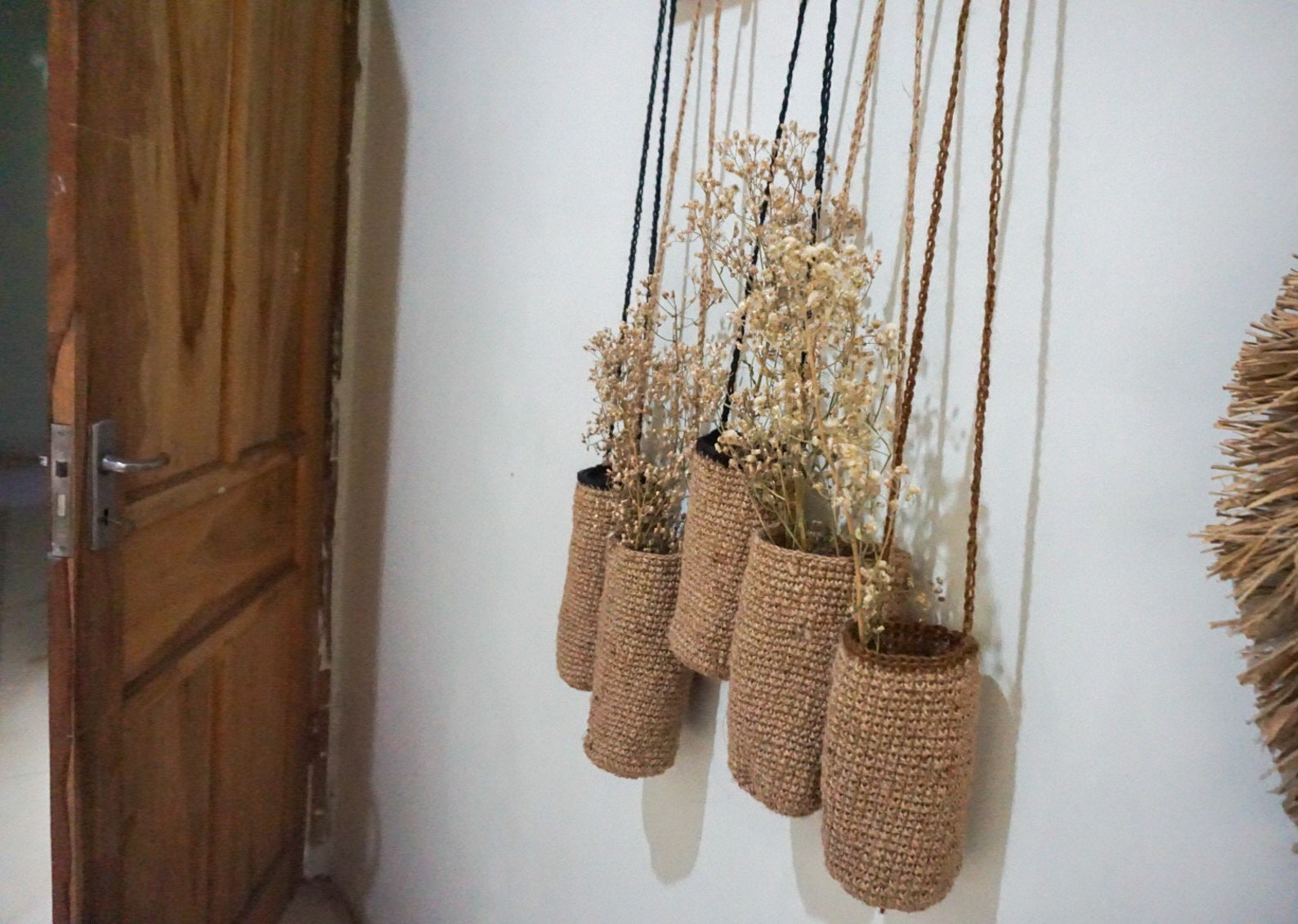 Jute Crochet Hanging Basket for Fall Hanging Basket for Etsy