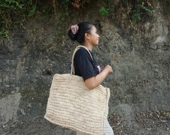 Large Raffia Crochet Beach Bag | Boho Summer Tote