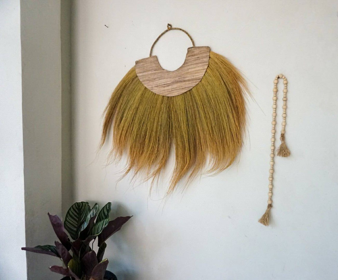 Image showcasing Large Seagrass Wall Hanging Decoration | Natural Wall Home Decor ...