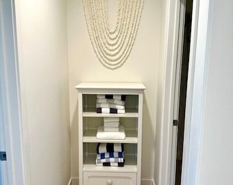 Personalize White Shell Wall Hanging Decor, Boho Beach House Art, Seashell Nursery Coastal Decor, Sea Shell Wall Decor for Living Room
