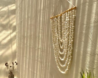 White Shell Wall Hanging Decor – Coastal Beach House Statement Piece