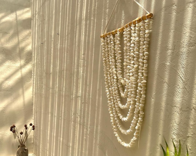 White Shell Wall Hanging Decor – Coastal Beach House Statement Piece