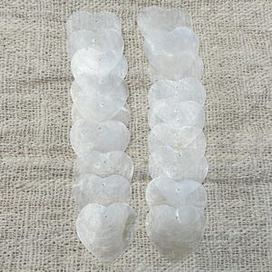 Heart Capiz Shell Pendants with Two Holes. Natural Windowpane Shells for Chandelier, 2 Inch