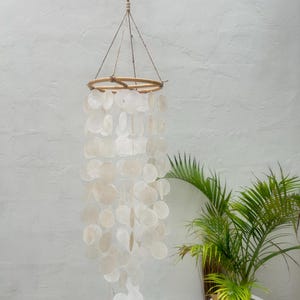 Large White Round capiz shells wind chime