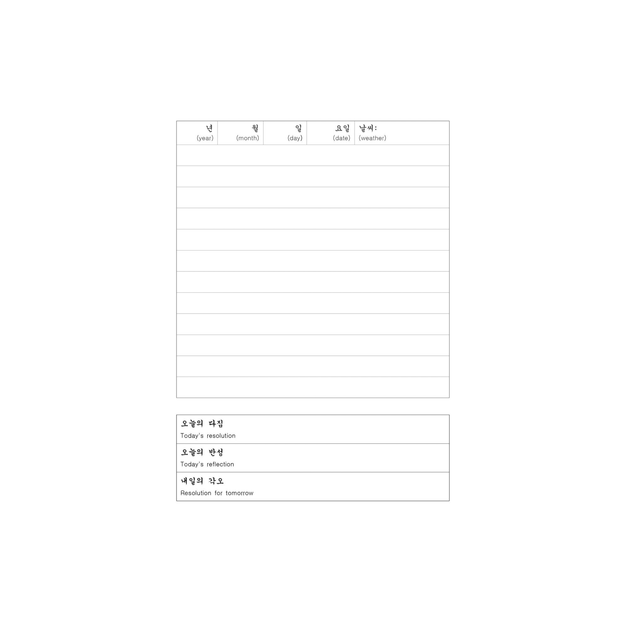 Korean Diary Template for Vintage Style Diary Template - Etsy