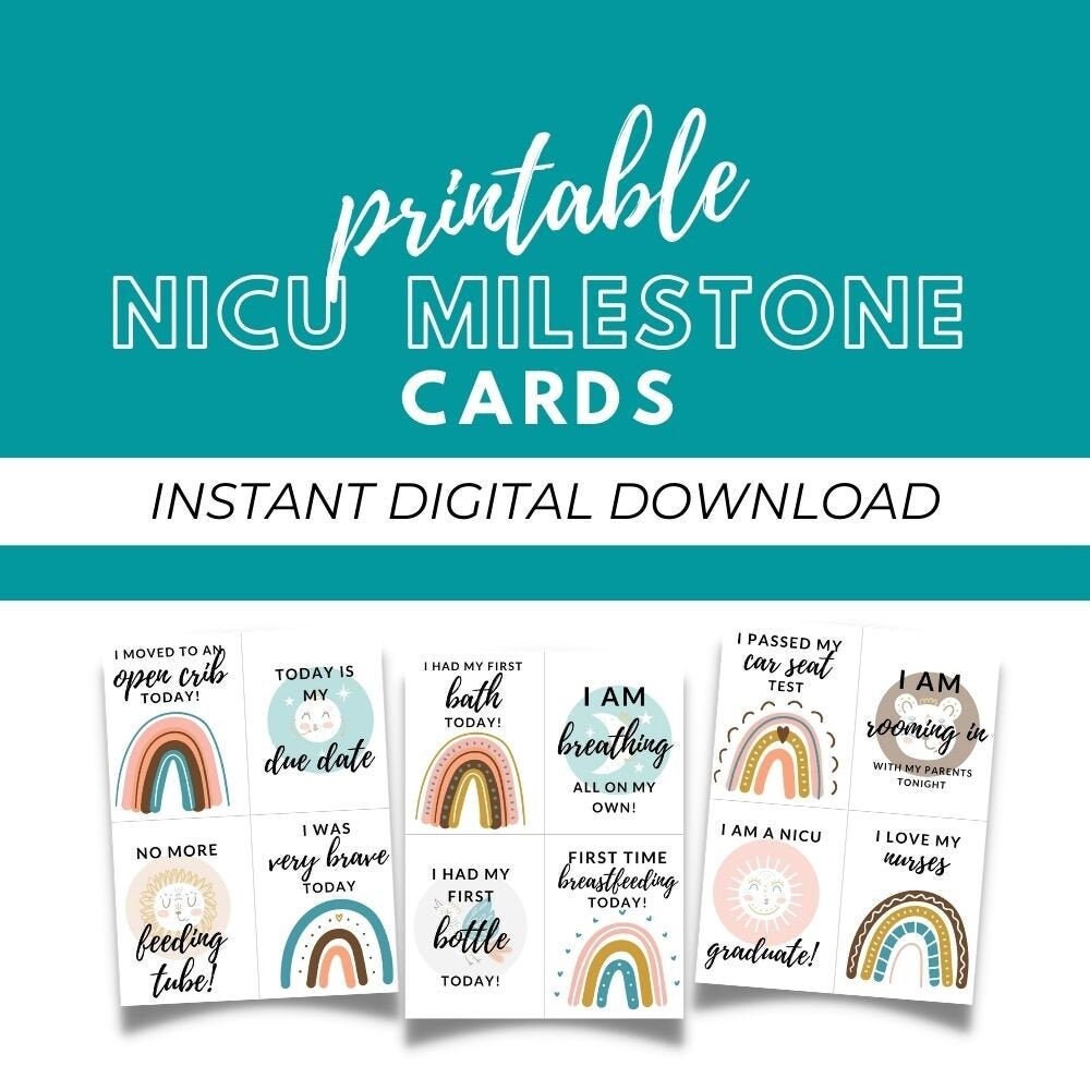 NICU Preemie Medical Baby Milestone Printable Cards for - Etsy UK