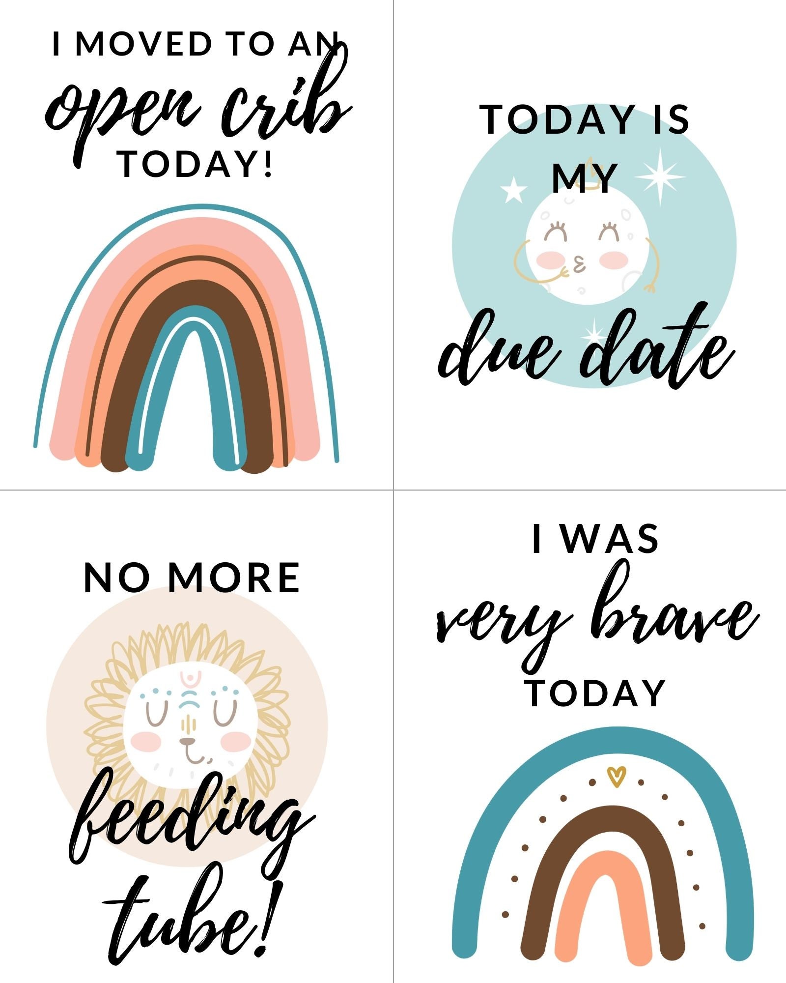 NICU Preemie Medical Baby Milestone Printable Cards for Etsy UK