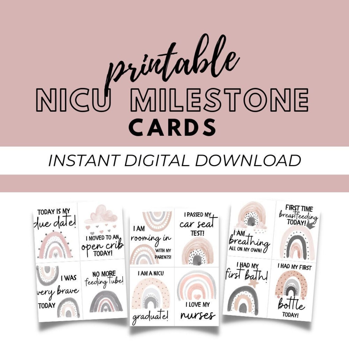 NICU Preemie Medical Baby Milestone Printable Cards for - Etsy