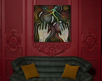 Dream Bubbles Canvas Wall Art | Abstract Canvas Wall Art | Boho Home Decore | Funky Wall Decor | Simple Artwork